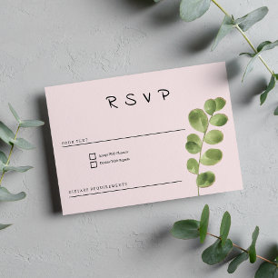 Pastel pink mint gold eucalyptus leaf RSVP Invitation