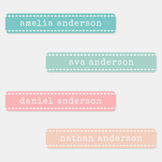 Pastel Pink Mint Green Stitch Ribbon Kids School