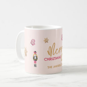 Pastel Pink Modern Christmas Pattern Coffee Mug