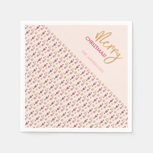 Pastel Pink Modern Christmas Pattern Napkin (Front)