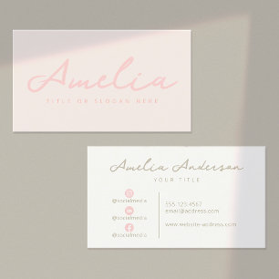 Pastel Pink Modern Professional Social Media Business Card