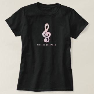 Pastel Pink Musical Symbol Music Art Monogram Name T-Shirt