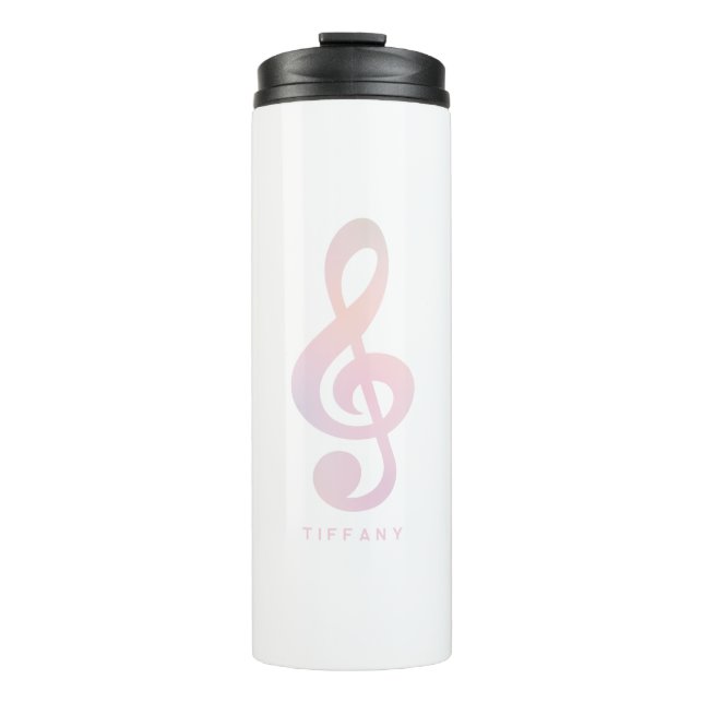 Pastel Pink Musical Symbol Music Art Monogram Name Thermal Tumbler (Front)