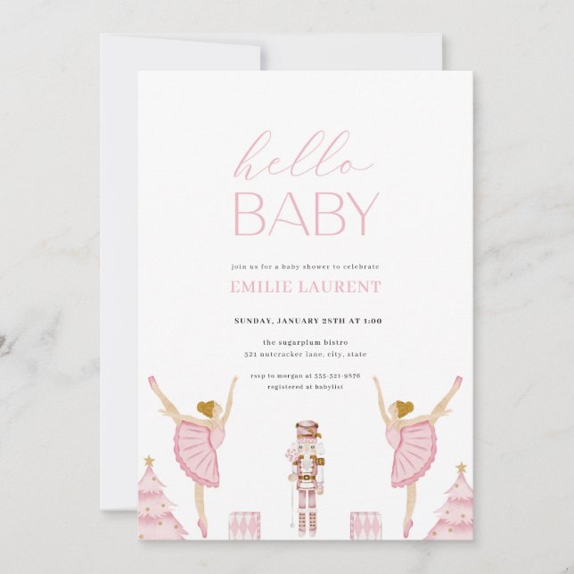 Pastel Pink Nutcracker Baby Shower Invitation (Front)