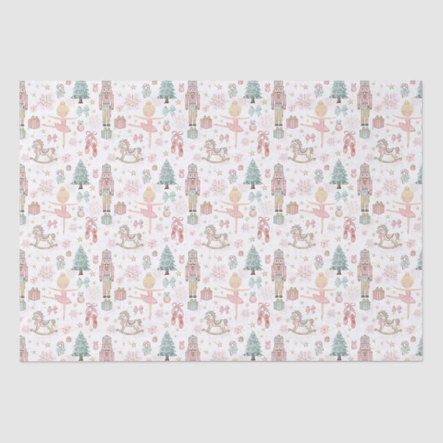 Pastel Pink Nutcracker Christmas Ballet Decoupage Tissue Paper (Front)
