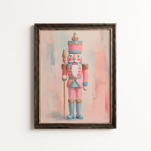 Pastel Pink Nutcracker Poster - Christmas Wall Art