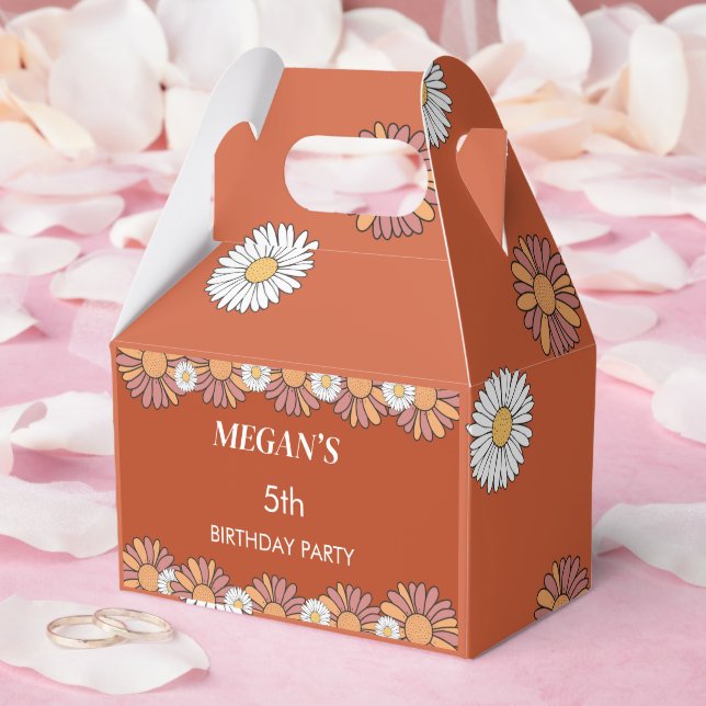 Pastel Pink & Orange Daisy floral Pattern Favour Box (Wedding)