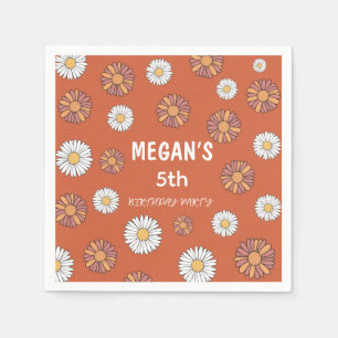 Pastel Pink & Orange Daisy floral Pattern Napkin