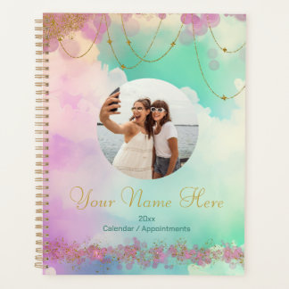 Pastel Pink Orbs and Gold Stars Calendar Planner