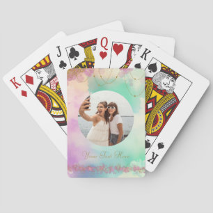 Pastel Pink Orbs and Gold Stars Calendar Planner Playing Cards