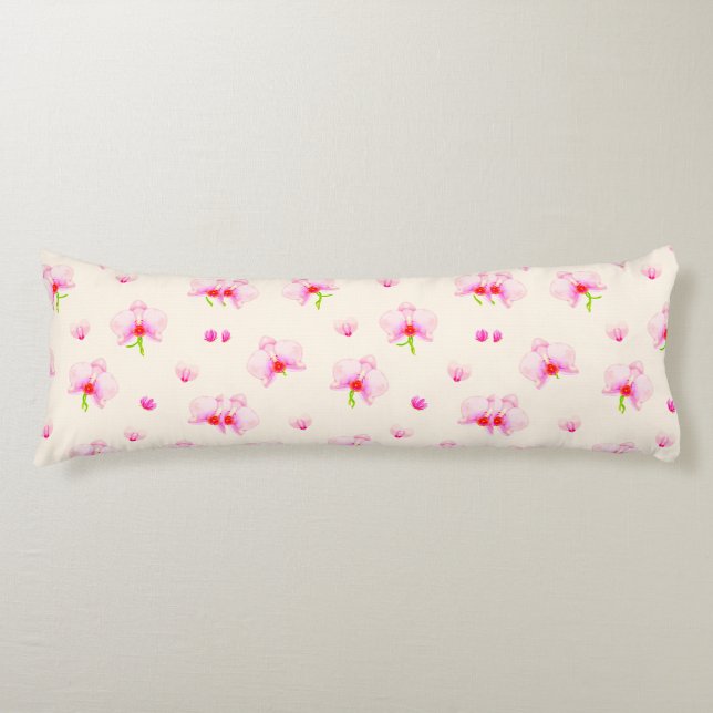 Pastel pink orchids body cushion (Front)
