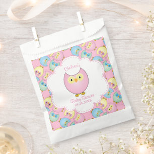 Pastel Pink Owl Baby Girl Shower Theme Favour Bag