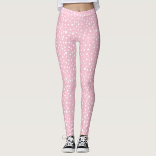 Pastel Pink Painted Smudgy Dots Pattern Leggings