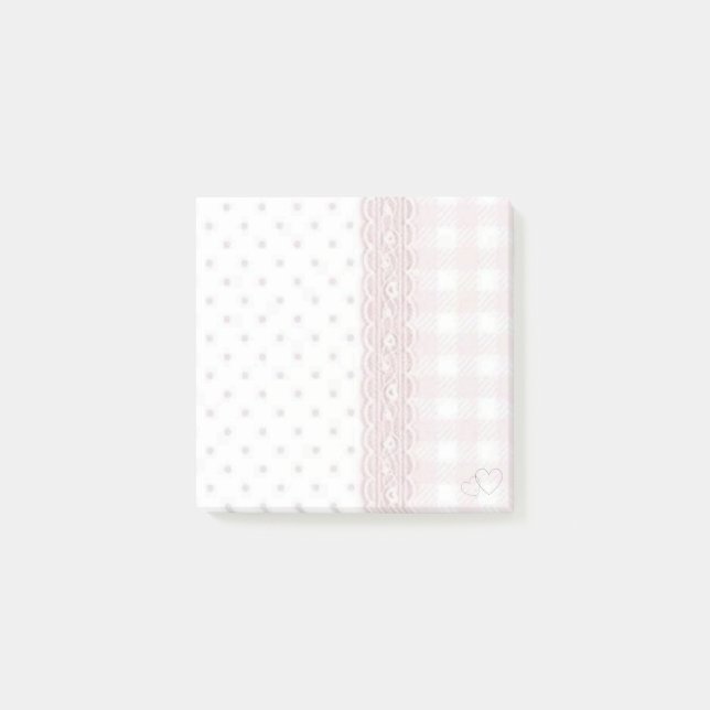 Pastel Pink Patchwork Coaster  Post-it Notes (Front)