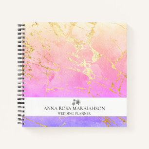 *~* Pastel Pink Peach Wedding Business Gold AP3  Notebook