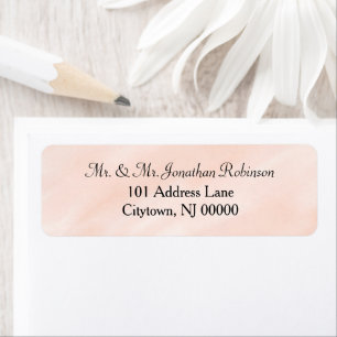 Pastel Pink Peach Wedding Watercolor Return Address Label
