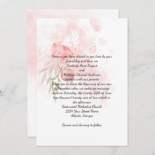 Pastel Pink Peony Watercolor Wash Wedding Invitation