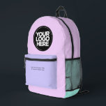 Pastel pink | Personalised Corporate Logo and Text Printed Backpack<br><div class="desc">Classic pastel pink blue and lavender purple | Personalised Corporate Logo and Text Modern Business Printed Backpack</div>