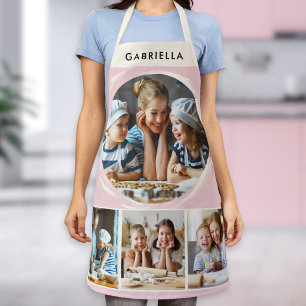 Pastel Pink Photo Collage Personalized Kitchen Apron