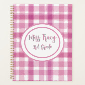 Pastel Pink Plaid Custom Planner