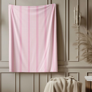 Pastel Pink Plaid Throw Sweet Cosy Accent Fleece Blanket