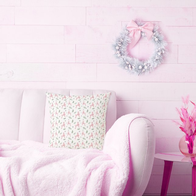 Pastel Pink Poodle Pattern Christmas pillow Gift (Creator Uploaded)