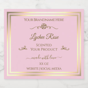 Pastel Pink Product Label Gold Frame Vintage Rose