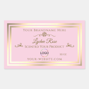 Pastel Pink Product Label with Gold Frame and Logo
