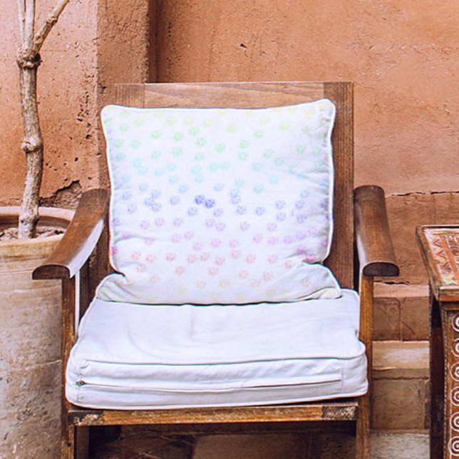 Pastel Pink purple blue teal Flowers on white Cushion (Creator Uploaded)