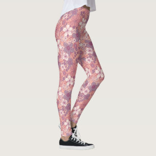 Pastel Pink & Purple Floral Leggings