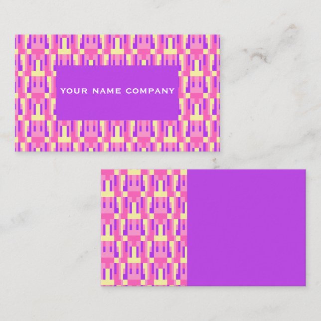 Pastel Pink Purple Geometric Pixel Block pattern Business Card (Front/Back)