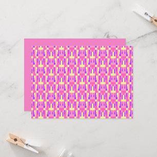 Pastel Pink Purple Geometric Pixel Block pattern Invitation
