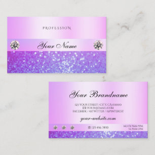 Pastel Pink Purple Glitter Jewels Diamonds Glamour Business Card
