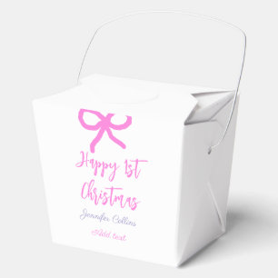 Pastel pink purple happy 1st Christmas bow name da Favour Box