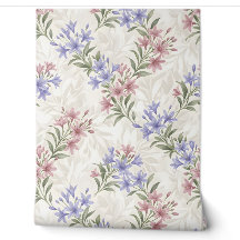 Pastel Pink Purple Lily Floral Seamless Pattern Bo
