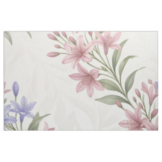 Pastel Pink Purple Lily Seamless Floral Fabric Pat