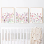 Pastel Pink Purple Meadow Wildflowers Nursery<br><div class="desc">This sweet print set features my hand painted watercolor wildflowers in shades of pink,  purple and blues.</div>