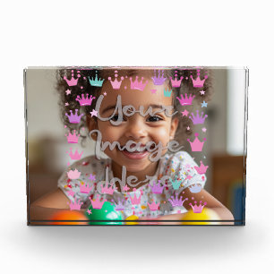 Pastel Pink Purple Princess Crown Photo Border Block