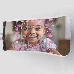 Pastel Pink Purple Princess Crown Photo Border Golf Head Cover