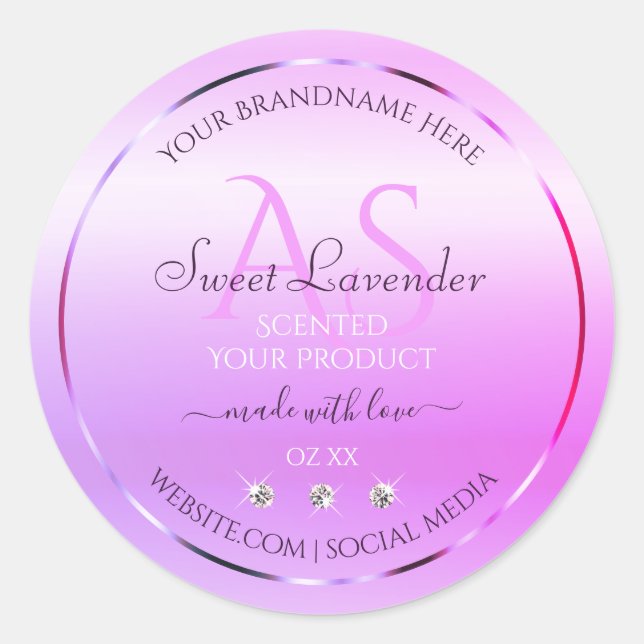 Pastel Pink Purple Product Labels Jewels Monogram (Front)