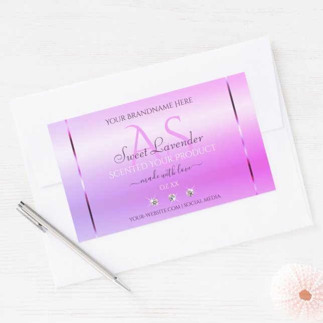 Pastel Pink Purple Product Labels Jewels Monogram (Envelope)