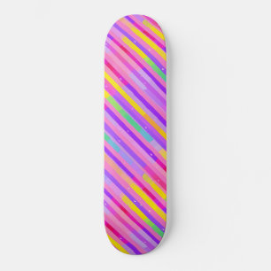 Pastel Pink Purple Stripe Pattern Skateboard
