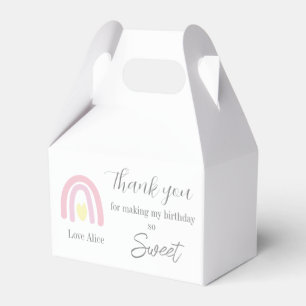 Pastel pink rainbow 1st Birthday Thank you  Favour Box