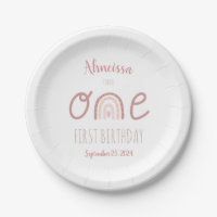 Pastel Pink Rainbow One First Birthday