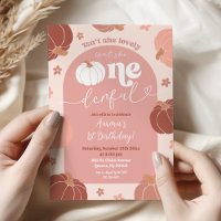 Pastel Pink Retro Pumpkin First Birthday