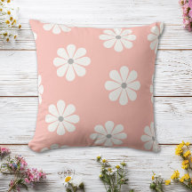Pastel Pink Retro White Daisy Floral