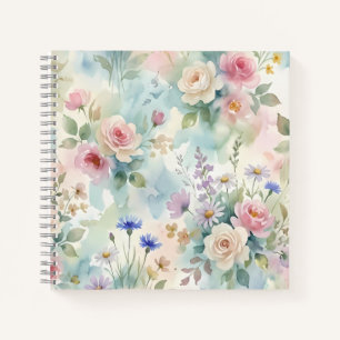 Pastel Pink Rose Floral Notebook