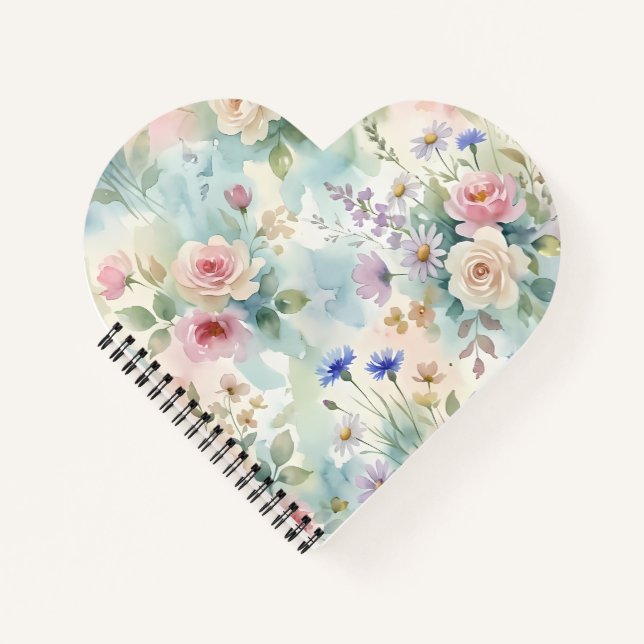 Pastel Pink Rose Floral Notebook (Front)