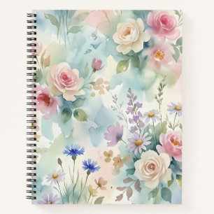 Pastel Pink Rose Floral Notebook