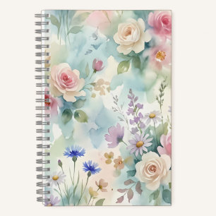 Pastel Pink Rose Floral Notebook